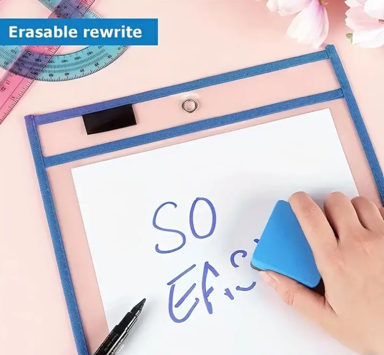 Reusable Write & Wipe Pockets x 5